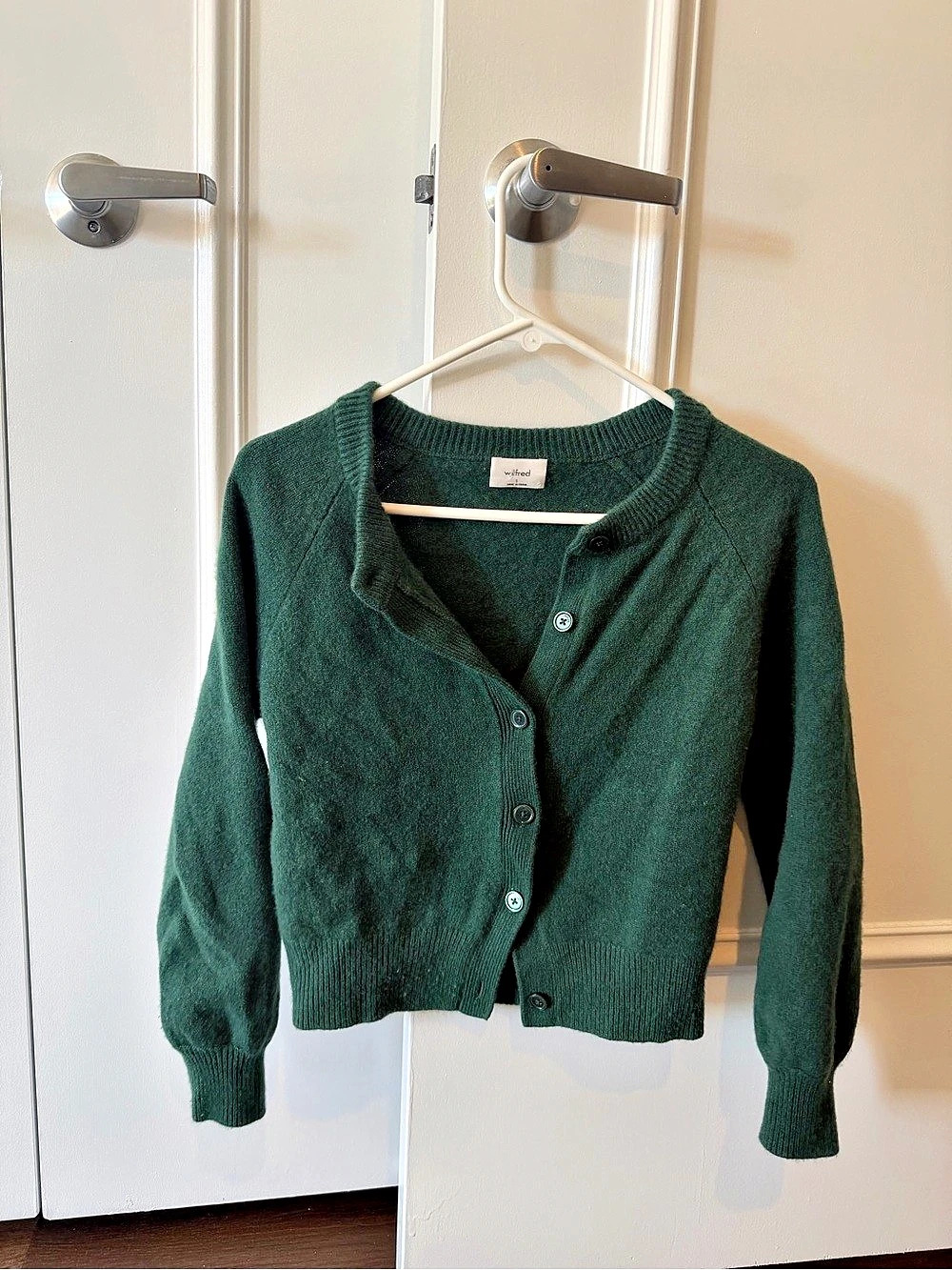 Aritzia Wilfred Dark Green Button-Up Cardigan Size Small